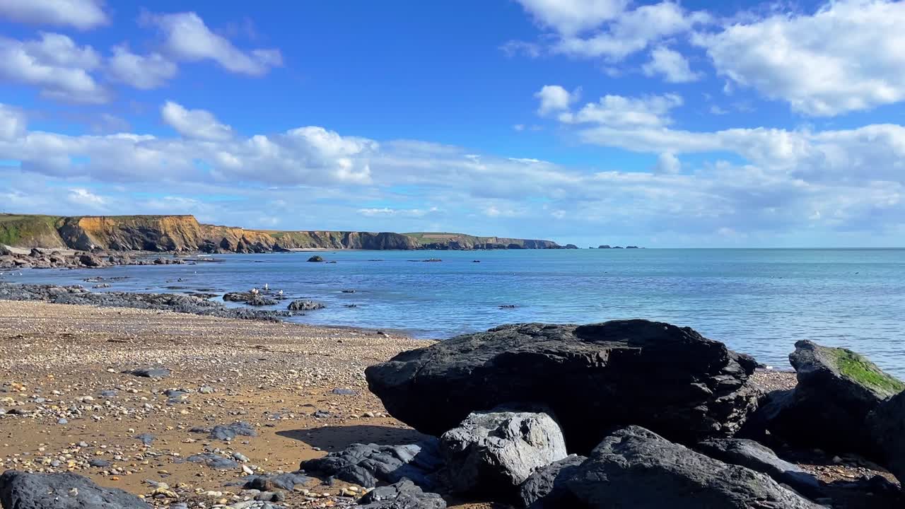 Ireland coast timeless seascape spring day on the stunning coastline of Waterford epic location