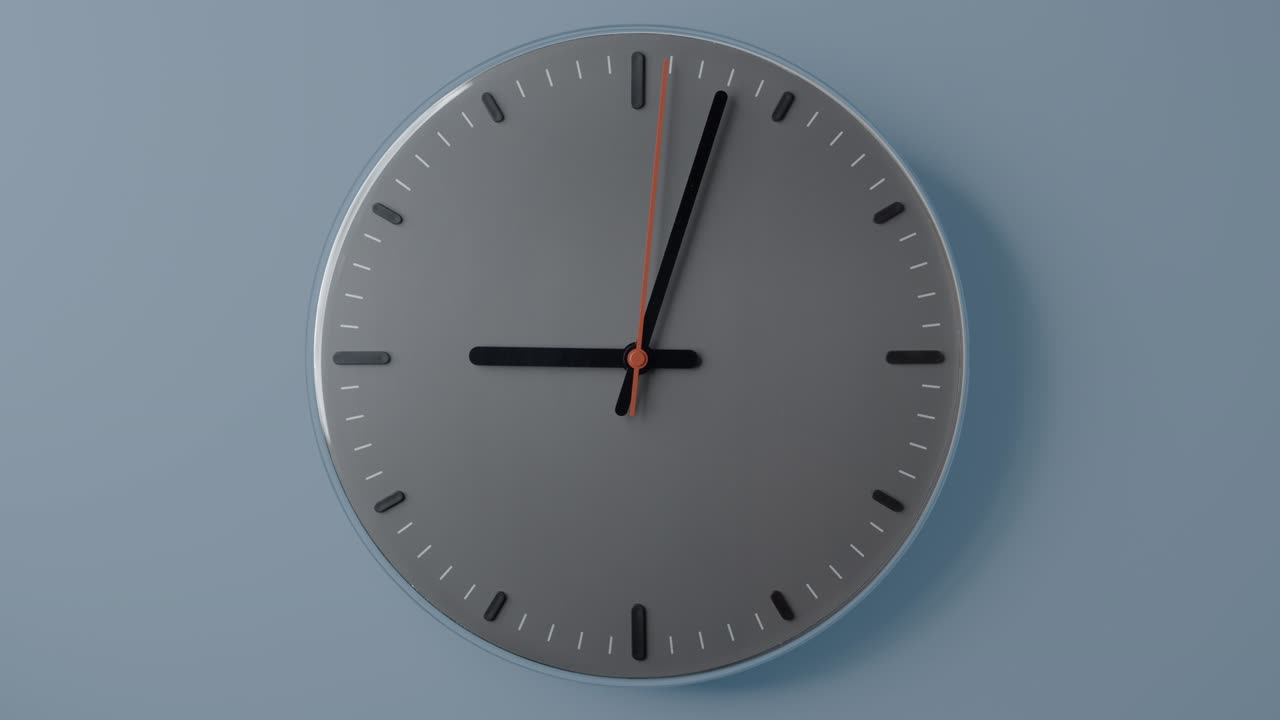 rotación completa de la esfera del reloj con fondo azul