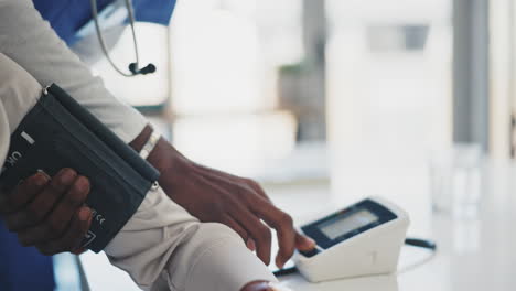 doctor, patient and blood pressure at the hospital