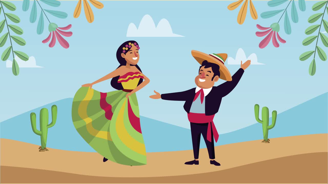 una pareja mexicana bailando.