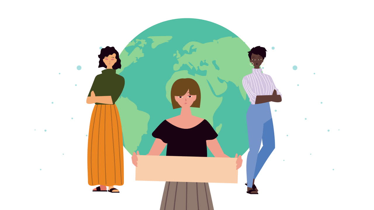 지구 행성과 함께 인종 간 여성 그룹