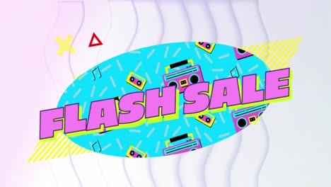 Animation-Von-Flash-Sale-Text-Auf-Retro-Hintergrund-Mit-Lebhaftem-Muster