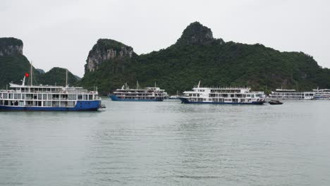 giant cruise ship on the tour destination in cat ba island, ha long bay, vietnam