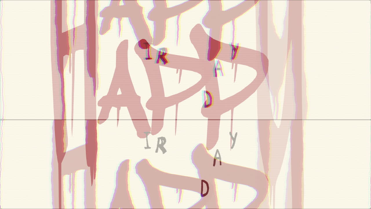 다채로운 페인트 스플래터 베이지 바탕에 생일 축하