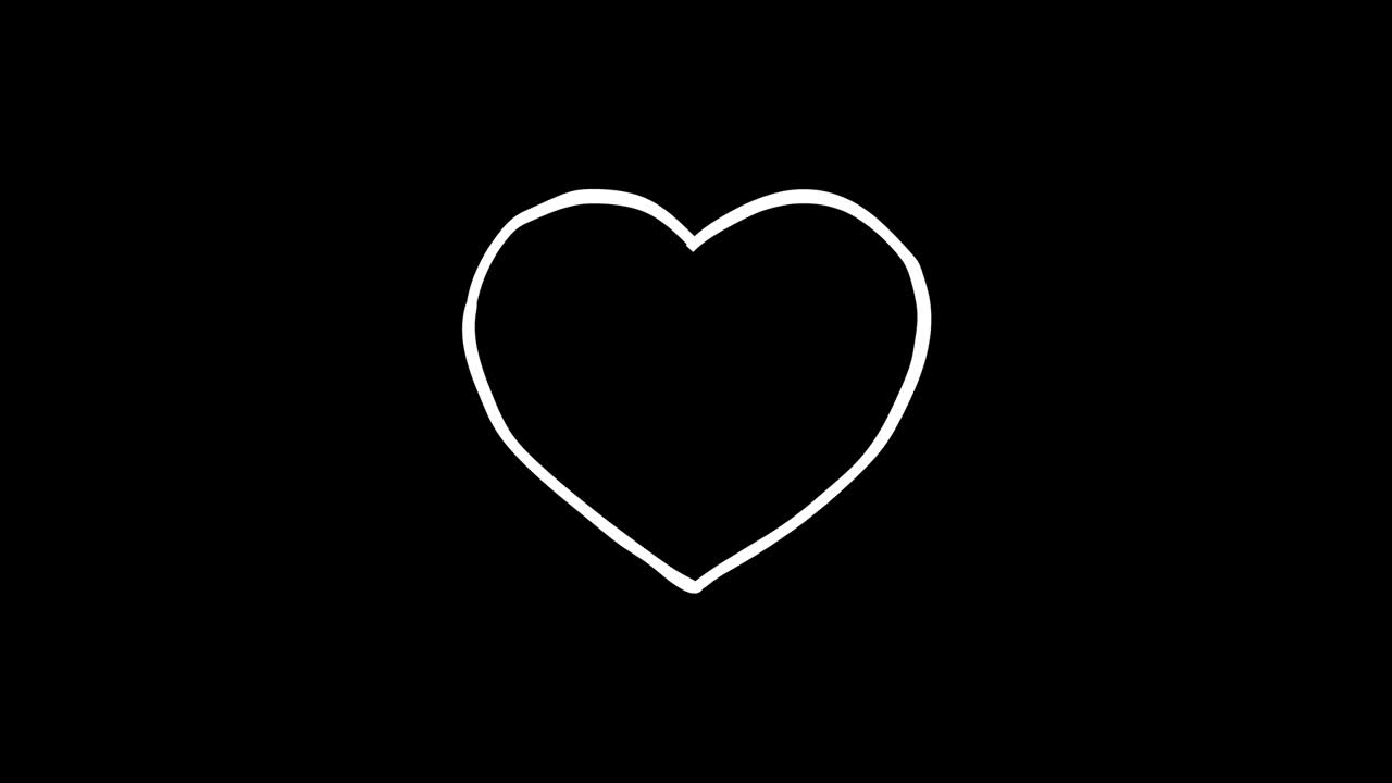 el corazón dibujado se llena. animación cuadro por cuadro. canal alfa