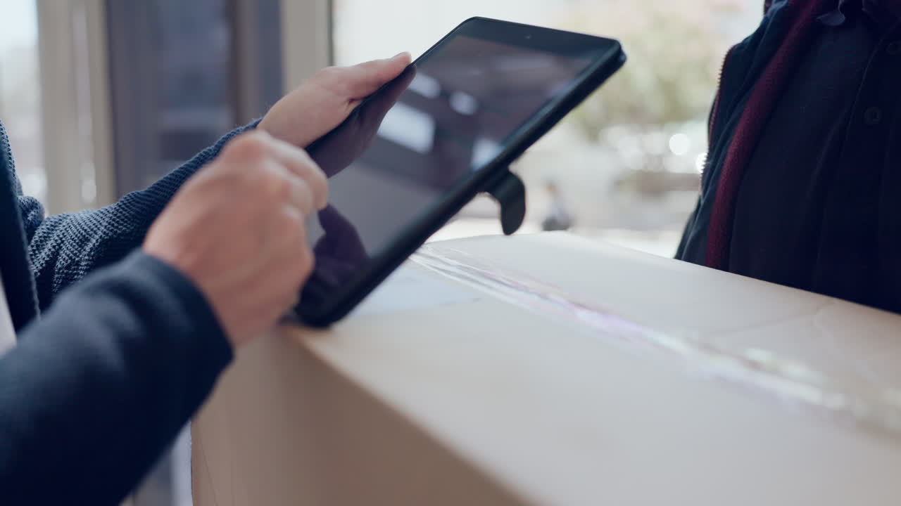 confirmación de la entrega con la tableta