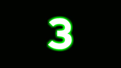 Neon-number-3-three-sign-symbol-modern-animation-motion-graphics-flicking-on-black-background,green-color-glowing-and-shining-for-video-elements