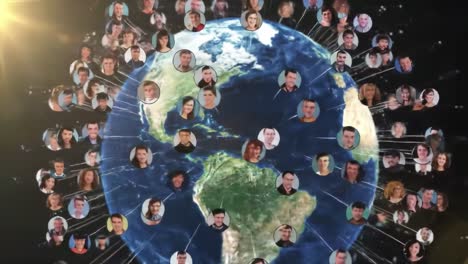 a dynamic representation of global connections showcasing diverse individuals linked across the world with a digital network visualization