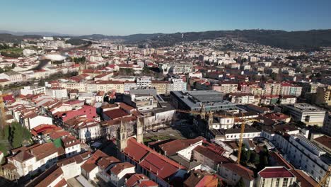 fly above city center of braga portugal 10