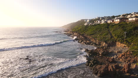 sunrise aerial view from hoekbaai in vleesbaai toward fransmanshoek peninsula