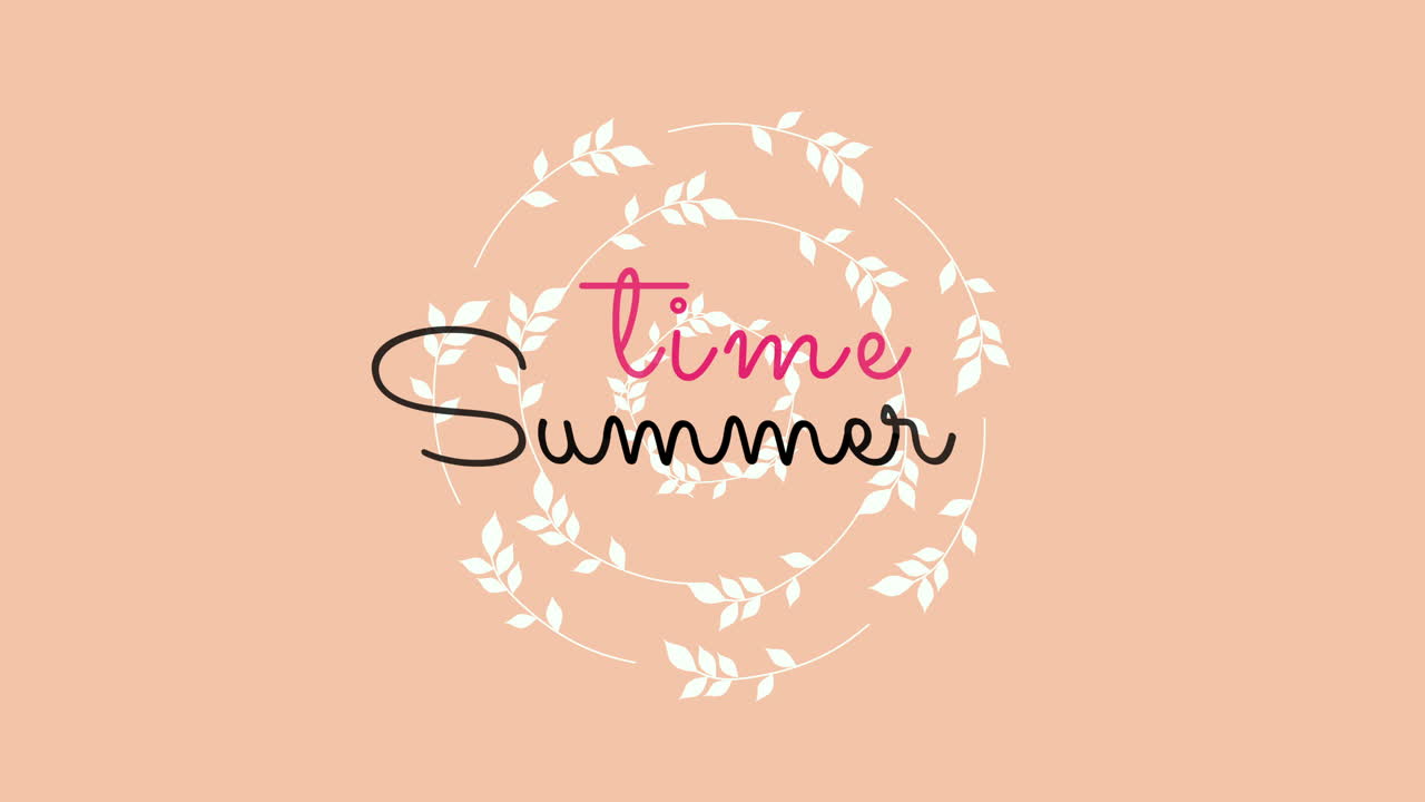 갈색 그라데이션에 원 안에 잎의 분기와 여름 시간