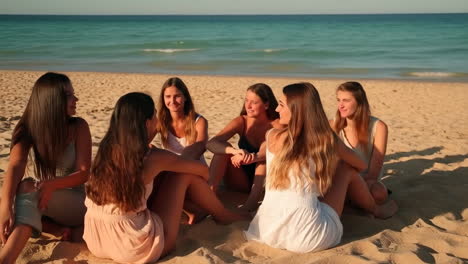 group of women relaxing on the beach