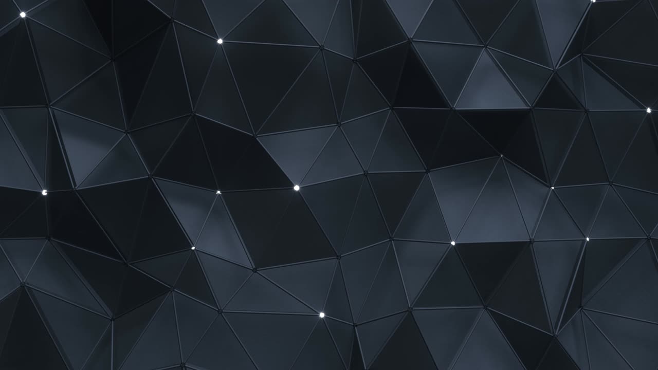 pared baja de poli negra con vértices brillantes bucle sin costuras animación de renderizado 3d