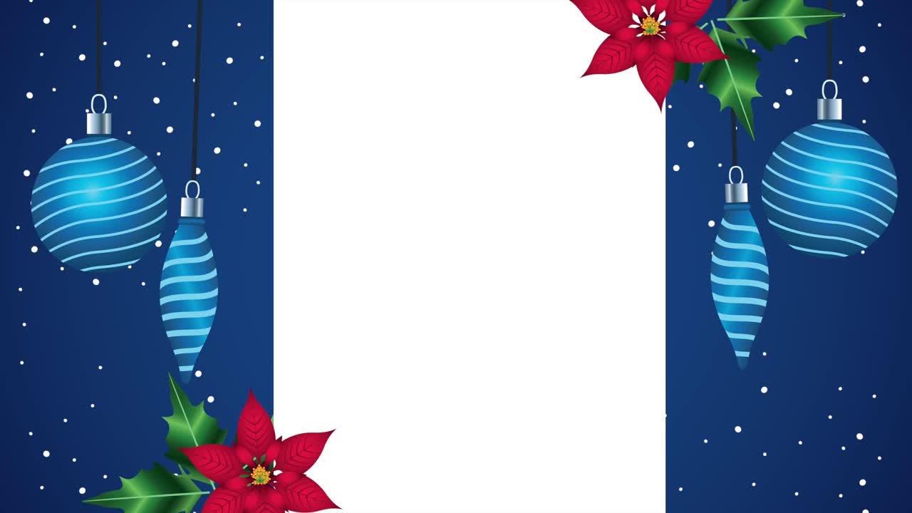 feliz navidad marco con bolas colgando