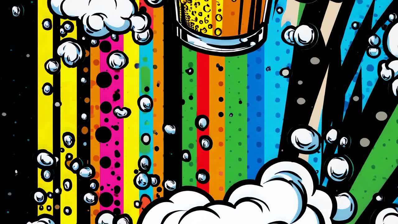 ilustración de cerveza colorida con burbujas