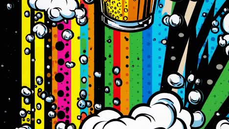 colorful beer illustration with bubbles