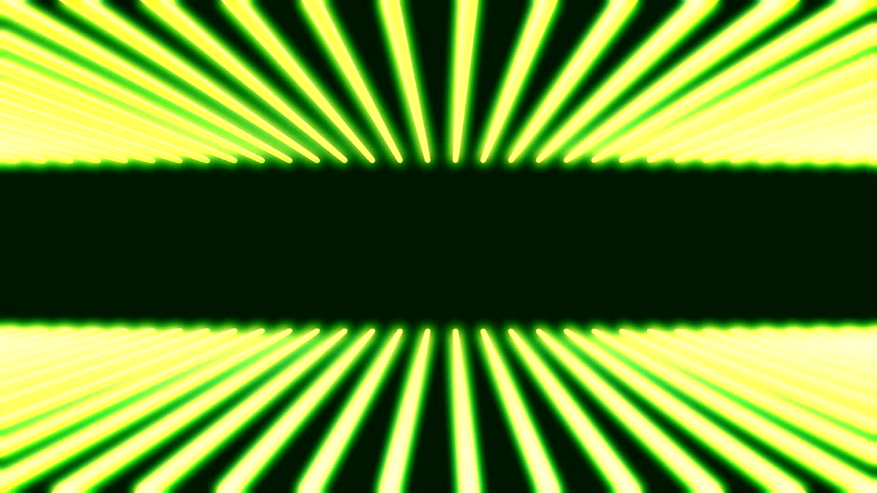 Jasná záře neonového světla, laserové linie na černém pozadí. Barevné abstraktní fluorescenční geometrické pozadí. Opakovatelný futuristický 3D render. Moderní módní animace pro design, vysílání, show a kluby.
