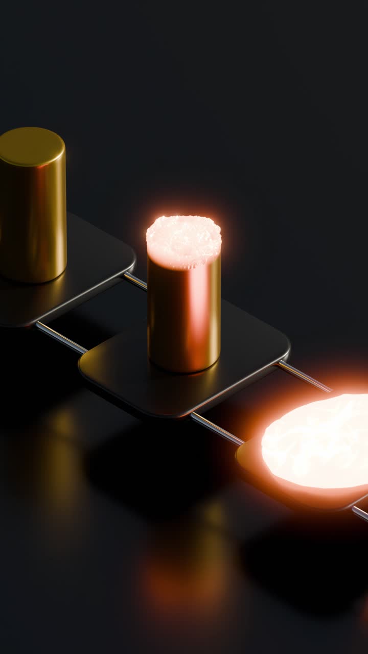 formas brillantes abstractas en una cinta transportadora