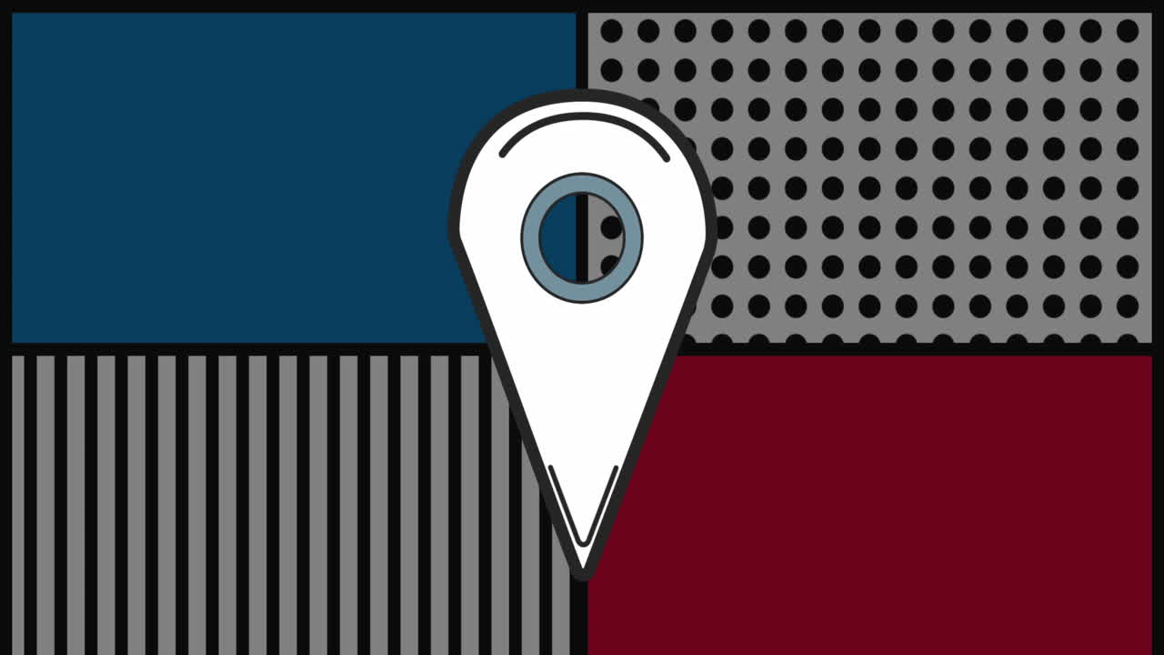 animación del icono de la etiqueta blanca sobre un fondo colorido con formas