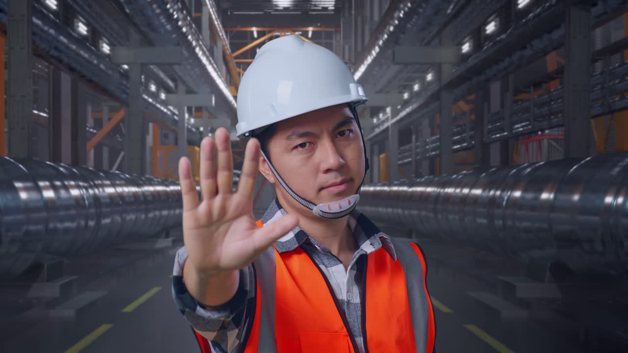 Industrial Worker Signaling Stop