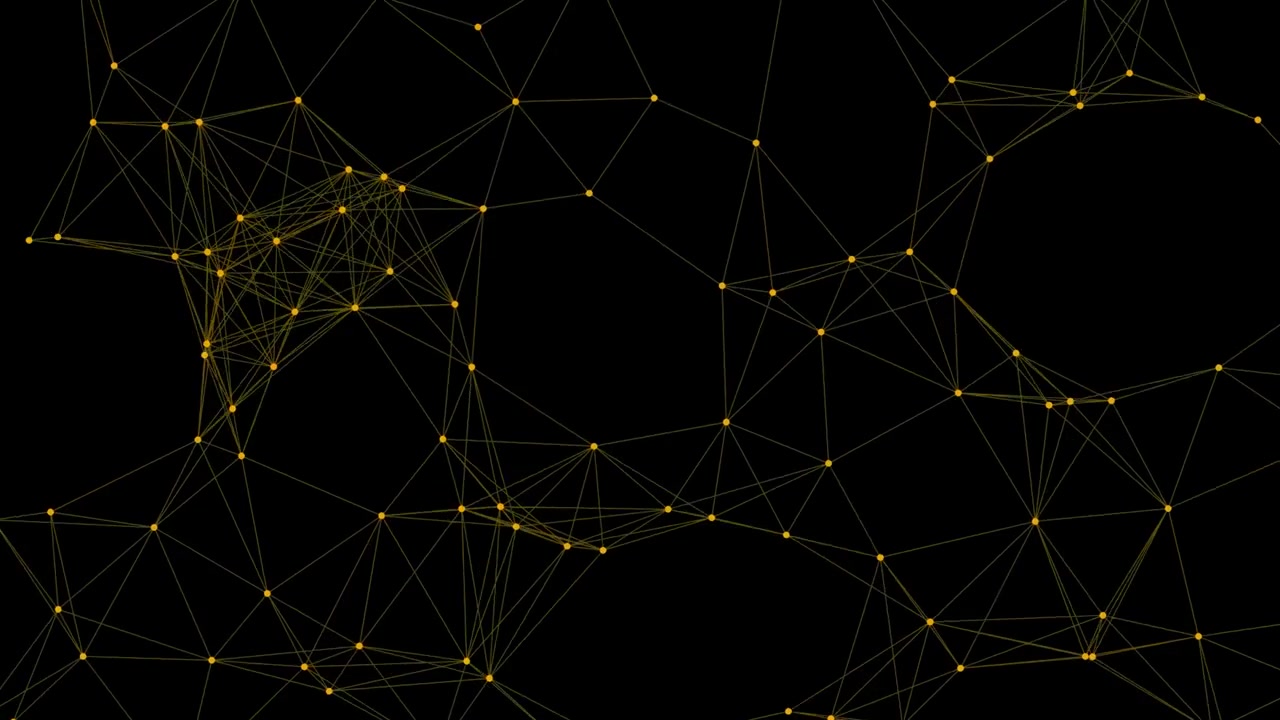 Abstract Digital Network Connection with Moving Yellow Nodes and Lines