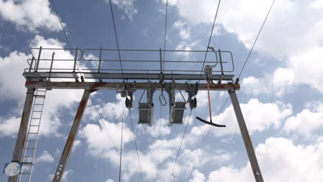 Pan-up-of-the-lift-line-of-les-Deux-Alpes-in-France