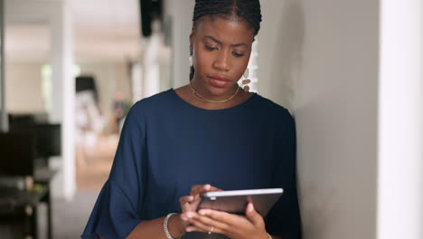 black business woman, tablet