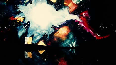 una pintura abstracta colorida que representa una nebulosa en el espacio