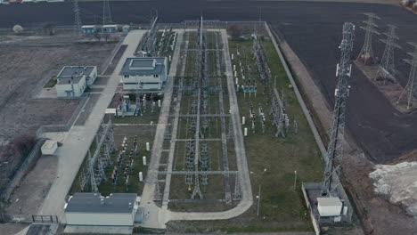 high-angle view of an electrical substation