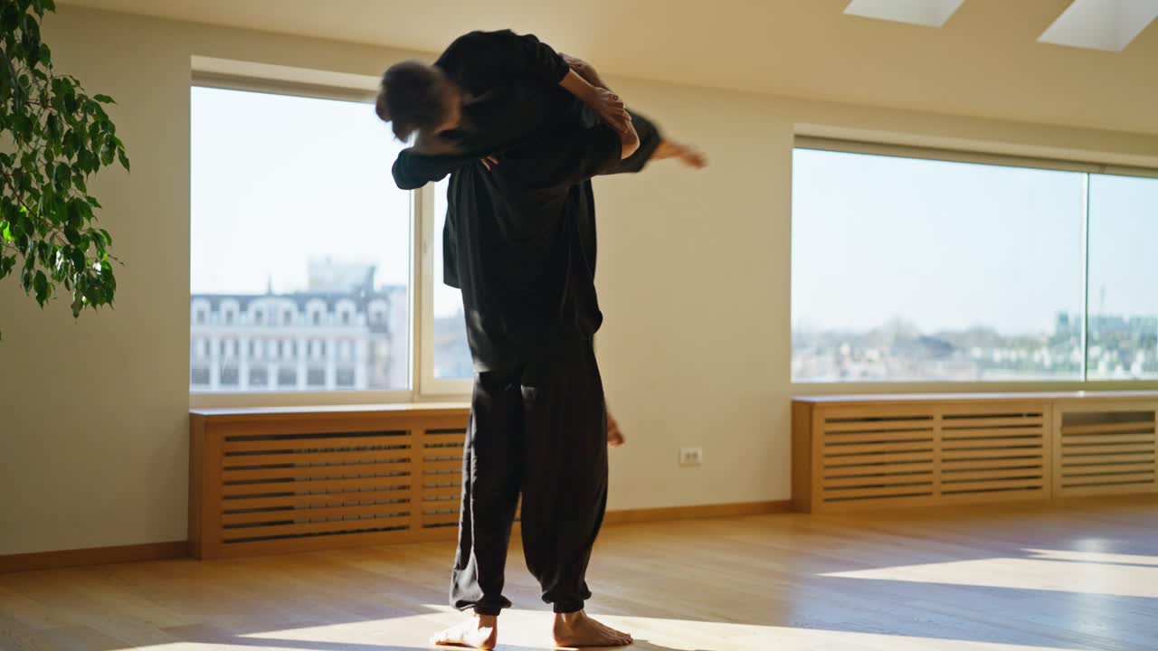 Contemporary Dance Duet in a Studio
