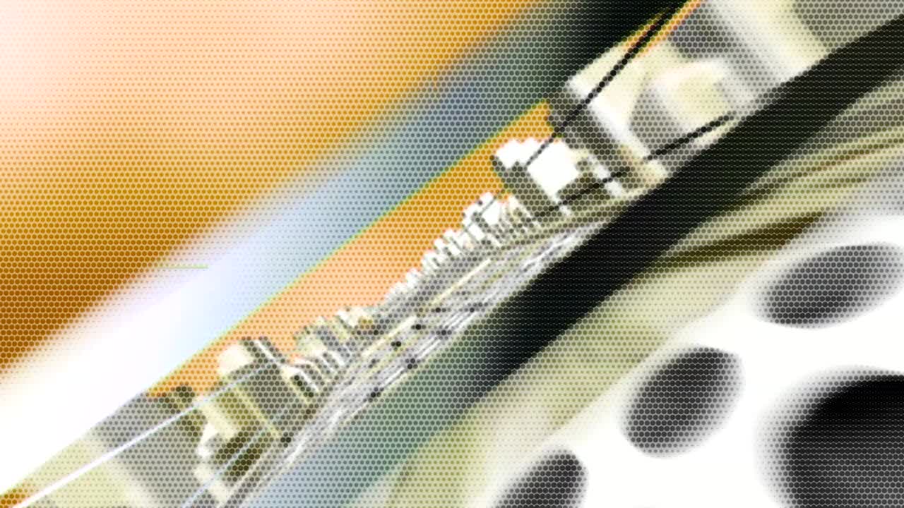 도시 풍경 그리드 스카이라인을 보여주는 컴퓨터 생성 애니메이션 움직임 배경