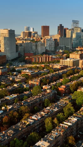 diversity of architecture in boston, massachusetts, usa. combination of low-rise and high-rise building in the cityscape of metropolis. top view. vertical video