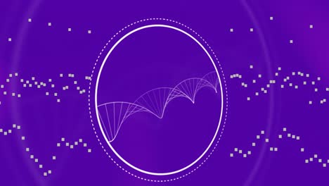 círculo sobre la estructura del adn contra un fondo púrpura