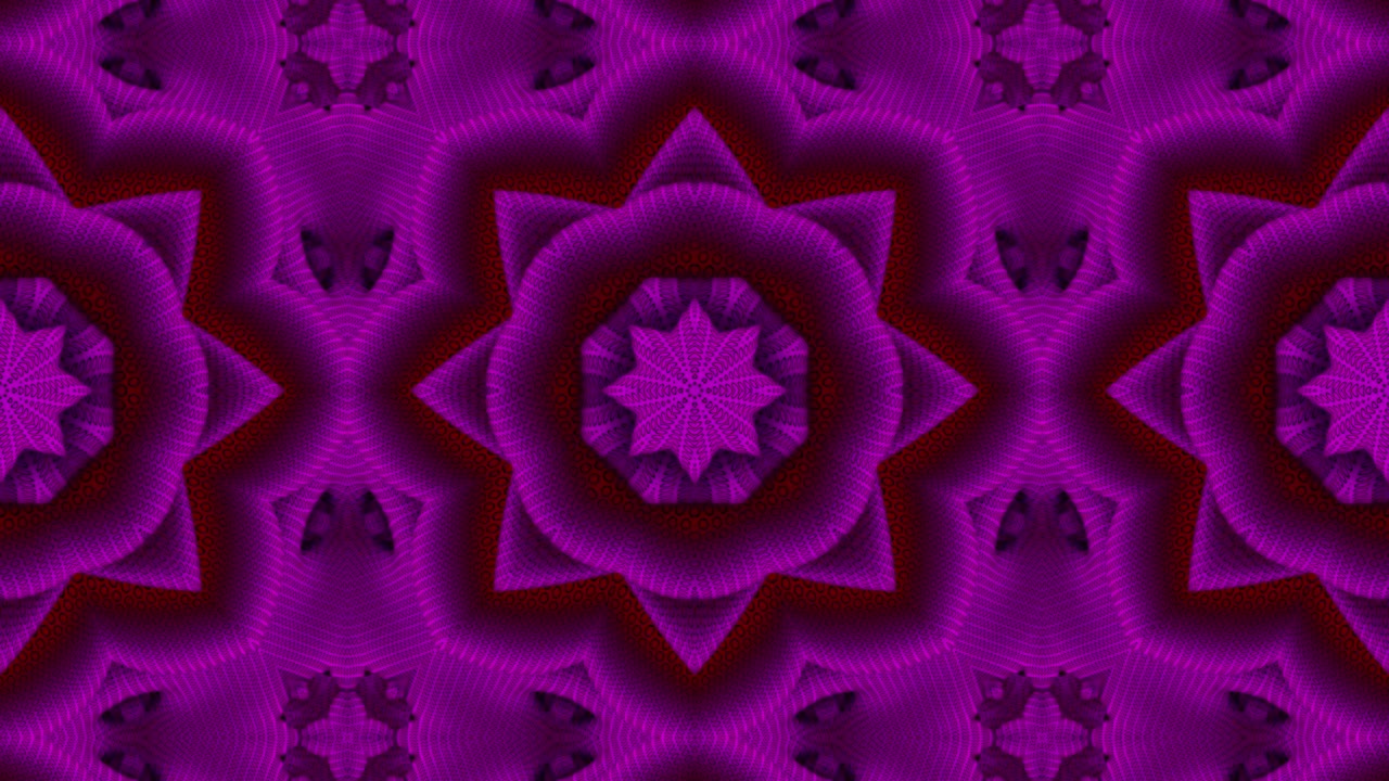 Sfondo decorativo astratto e ornato 3D in loop. Caleidoscopio ipnotico e di tendenza