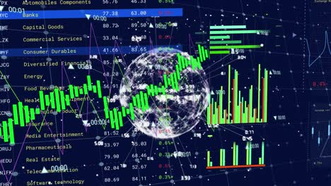 Animation-of-financial-data-processing-over-globe-with-connections