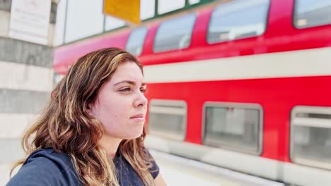 woman with smartwatch taking a travel selfie