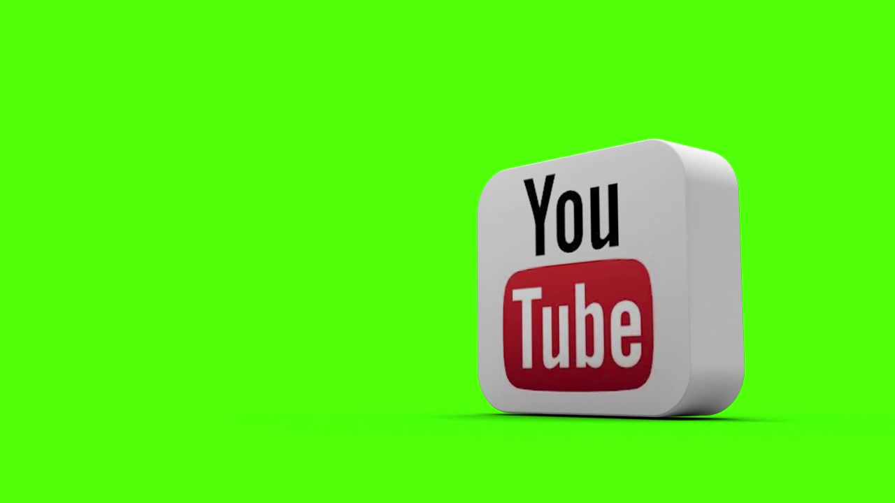 Logo YouTube 3D su schermo verde