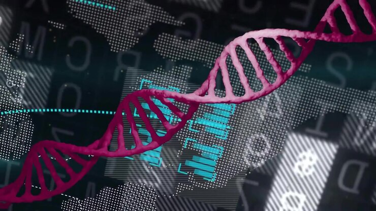 Entering magenta DNA helix sweeping, shifting map, visualizing Germany data with cyan bars