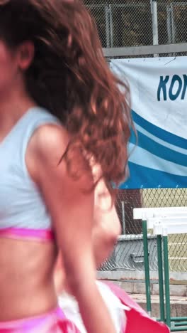 performance of beautiful young girls of cheerleader