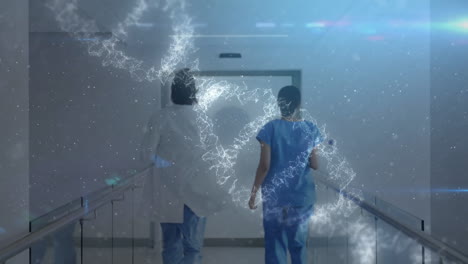 la animación de adn 3d y los profesionales médicos destacan la investigación médica.