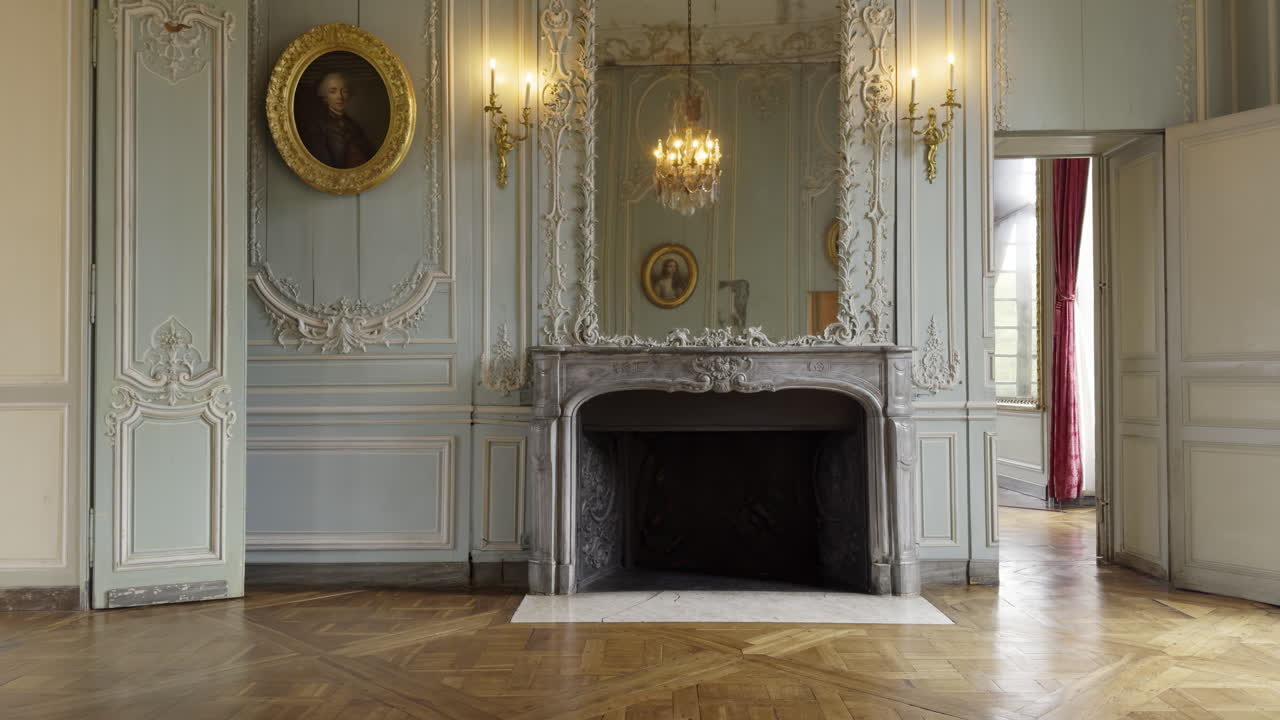 Antique Palace Interior with Fireplace