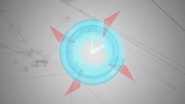 Animation of shapes and data processing on white background