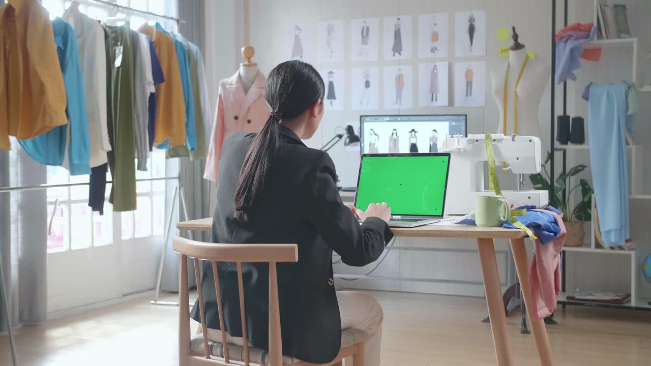 스튜디오에서 일하는 패션 디자이너