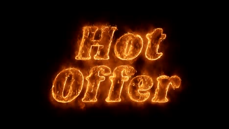 oferta caliente palabra caliente animado ardiente ciclo de llama de fuego realista.