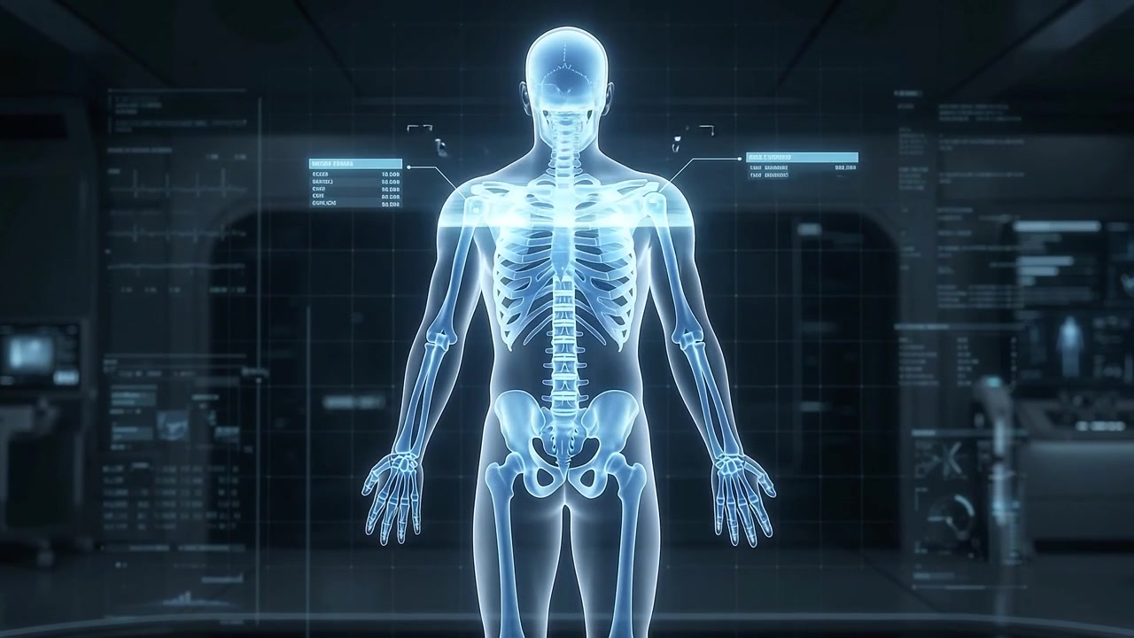 Holographic Human Anatomy Scan in Futuristic Medical Laboratory