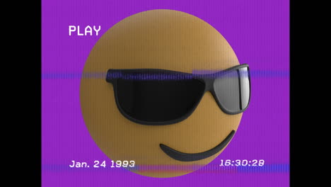animación del icono emoji de las gafas de sol sobre la pantalla con ruido
