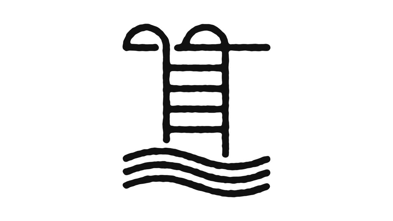 수영장 아이콘 애니메이션 영상 및 알파 채널