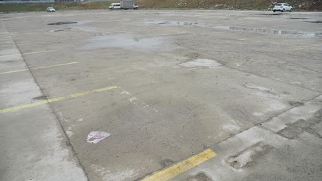 empty wet parking lot