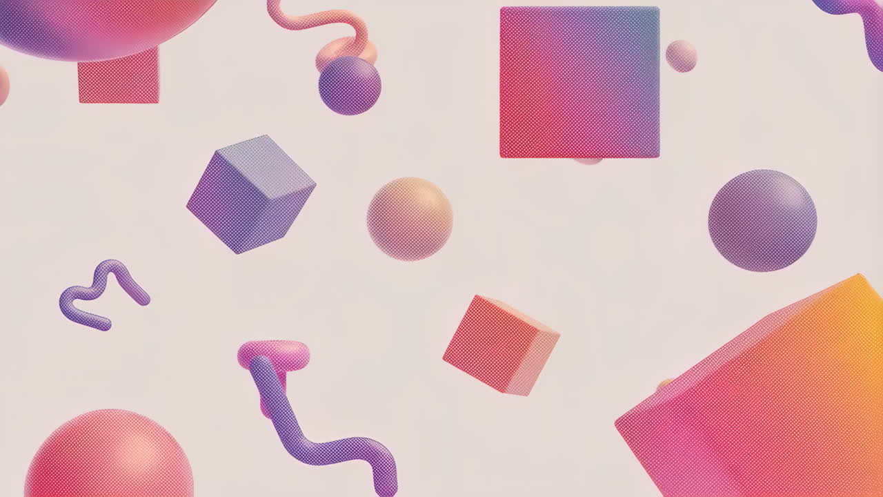 Colorful 3D Abstract Geometric Shapes Floating Pattern