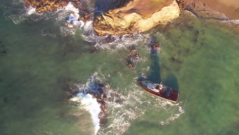 Aerial-View-of-Shipwreck---Cayucos,-California